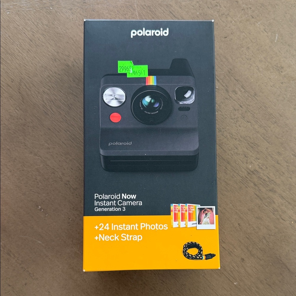 Polaroid Now Instant Camera - Black with Rainbow Accent